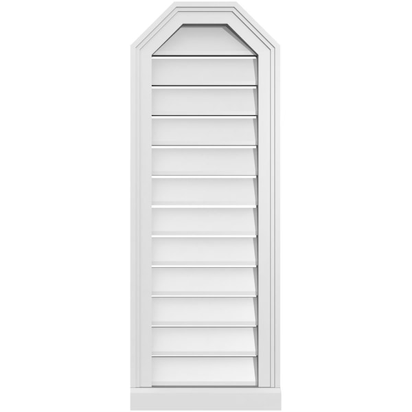 Ekena Millwork Octagonal Top Surface Mount PVC Gable Vent w/ 2"W x 2"P Brickmould Sill Frame, 14"W x 38"H - GVPOT14X3803SF