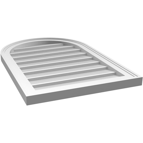 Ekena Millwork Round Top Surface Mount PVC Gable Vent w/ 2"W x 1-1/2"P Brickmould Frame, 20"W x 30"H - GVPRT20X3002SN