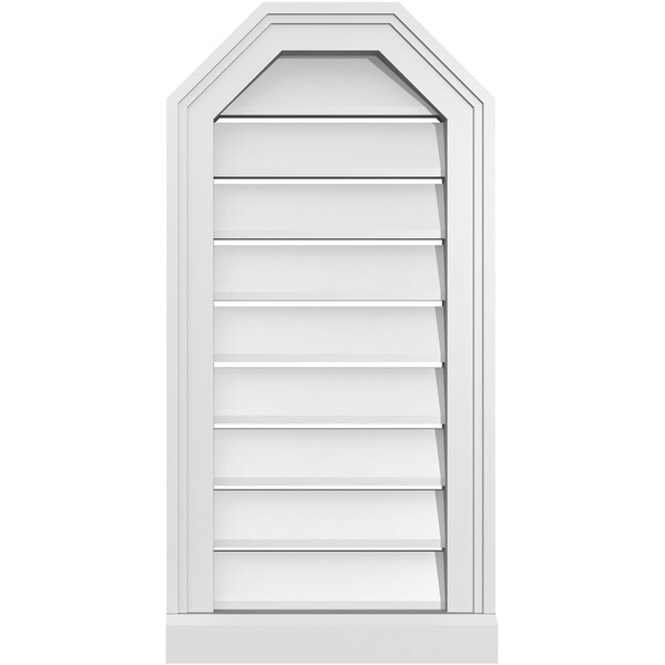 Ekena Millwork Octagonal Top Surface Mount PVC Gable Vent w/ 2"W x 2"P Brickmould Sill Frame, 14"W x 28"H - GVPOT14X2803SF