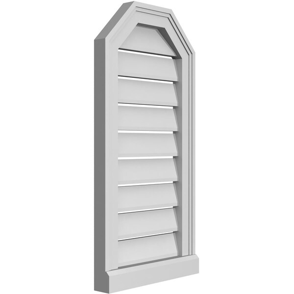 Ekena Millwork Octagonal Top Surface Mount PVC Gable Vent w/ 2"W x 2"P Brickmould Sill Frame, 14"W x 28"H - GVPOT14X2803SF
