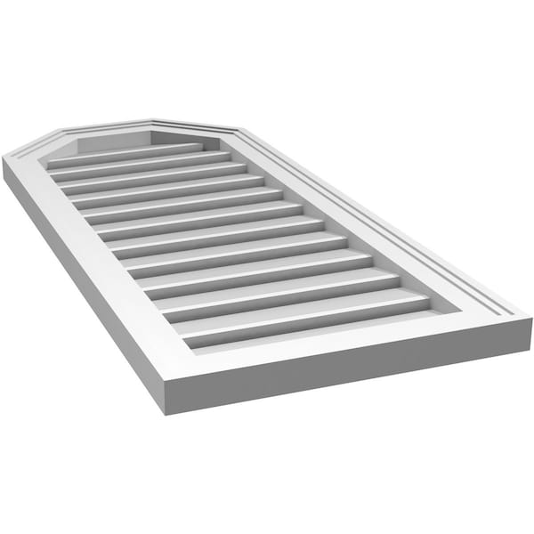 Ekena Millwork Octagonal Top Surface Mount PVC Gable Vent w/ 2"W x 1-1/2"P Brickmould Frame, 16"W x 36"H - GVPOT16X3602SF
