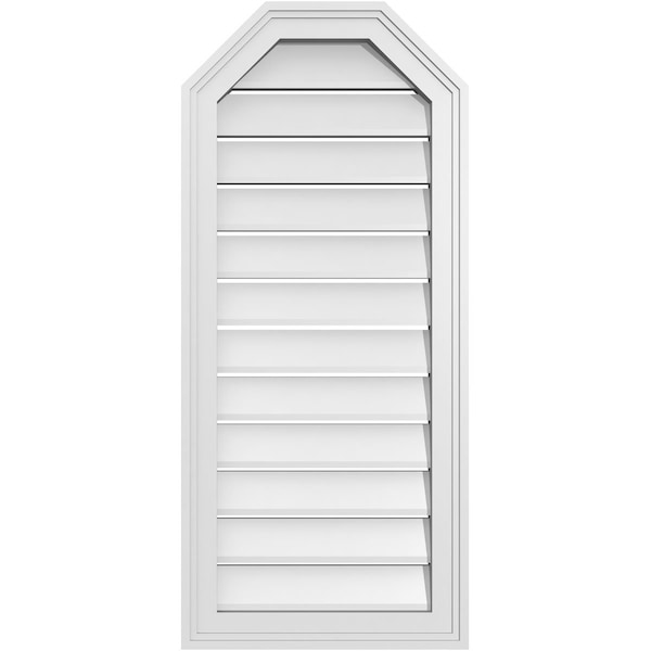 Ekena Millwork Octagonal Top Surface Mount PVC Gable Vent w/ 2"W x 1-1/2"P Brickmould Frame, 16"W x 36"H - GVPOT16X3602SF
