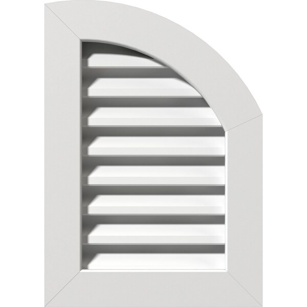 Ekena Millwork Quarter Round Top Right Functional, PVC Gable Vent w/ 1" x 4" Flat Trim Frame, 18"W x 20"H - GVPQR18X2001FUN