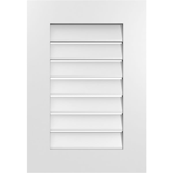 Ekena Millwork Vertical Surface Mount PVC Gable Vent: Functional, w/ 3-1/2"W x 1"P Standard Frame, 18"W x 26"H - GVPVE18X2601SF