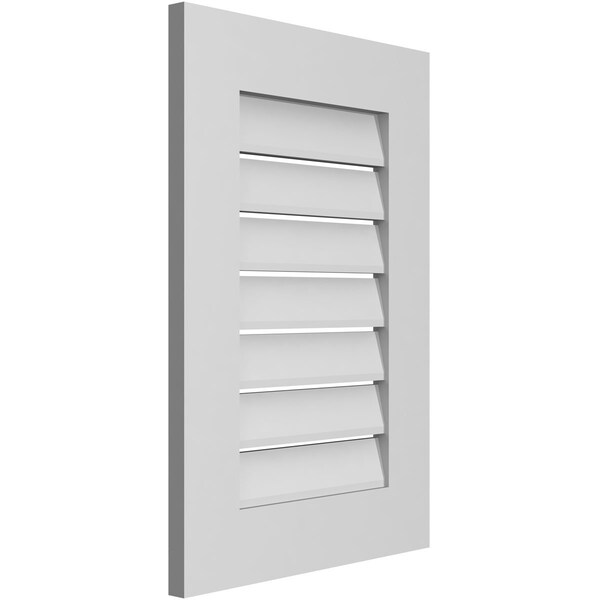 Ekena Millwork Vertical Surface Mount PVC Gable Vent: Functional, w/ 3-1/2"W x 1"P Standard Frame, 18"W x 26"H - GVPVE18X2601SF