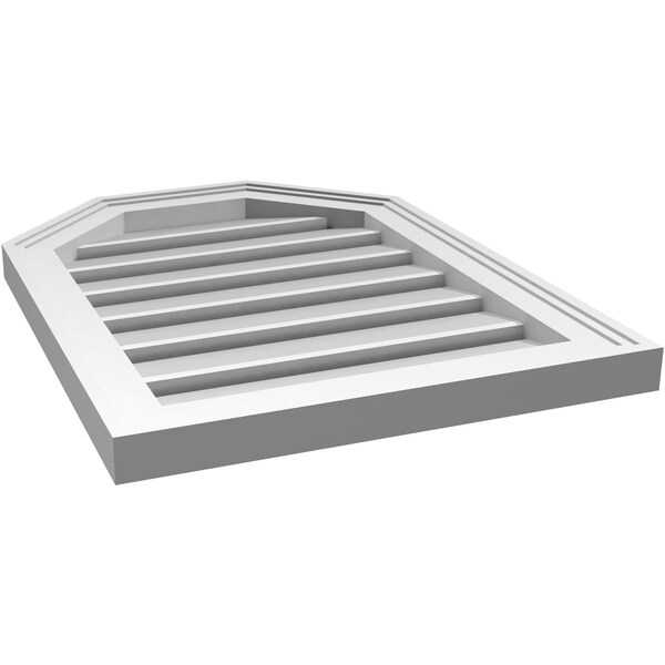 Ekena Millwork Octagonal Top Surface Mount PVC Gable Vent w/ 2"W x 1-1/2"P Brickmould Frame, 18"W x 24"H - GVPOT18X2402SF