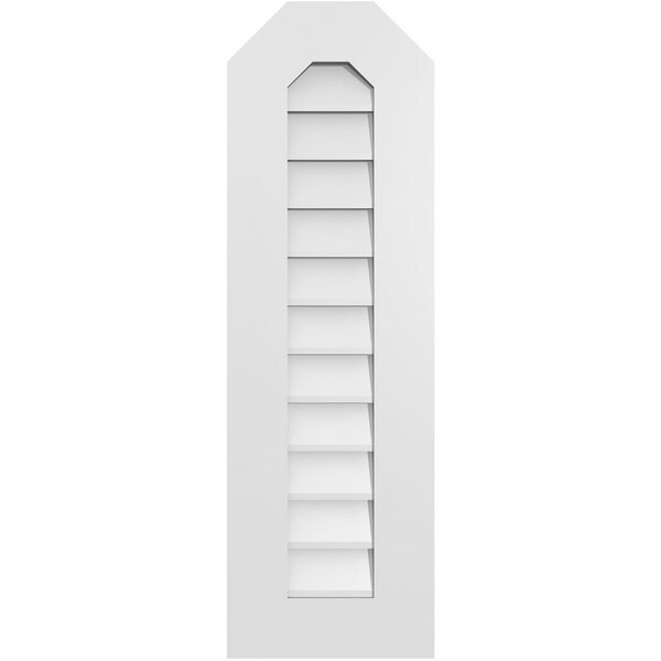 Ekena Millwork Octagonal Top Surface Mount PVC Gable Vent w/ 3-1/2"W x 1"P Standard Frame, 12"W x 38"H - GVPOT12X3801SN