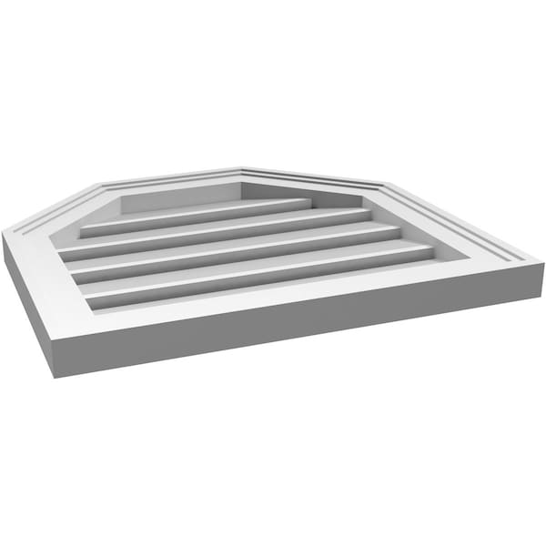 Ekena Millwork Octagonal Top Surface Mount PVC Gable Vent w/ 2"W x 1-1/2"P Brickmould Frame, 20"W x 18"H - GVPOT20X1802SF