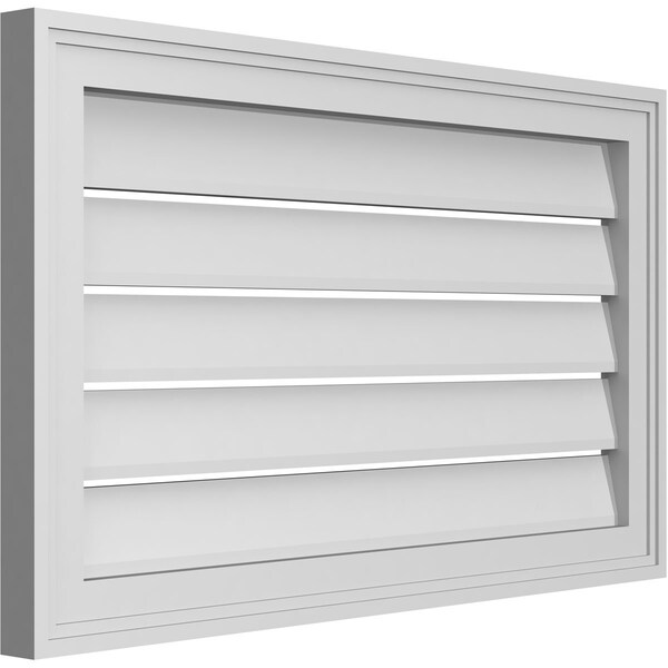Ekena Millwork Vertical Surface Mount PVC Gable Vent: Functional, w/ 2"W x 1-1/2"P Brickmould Frame, 30"W x 18"H - GVPVE30X1802SF