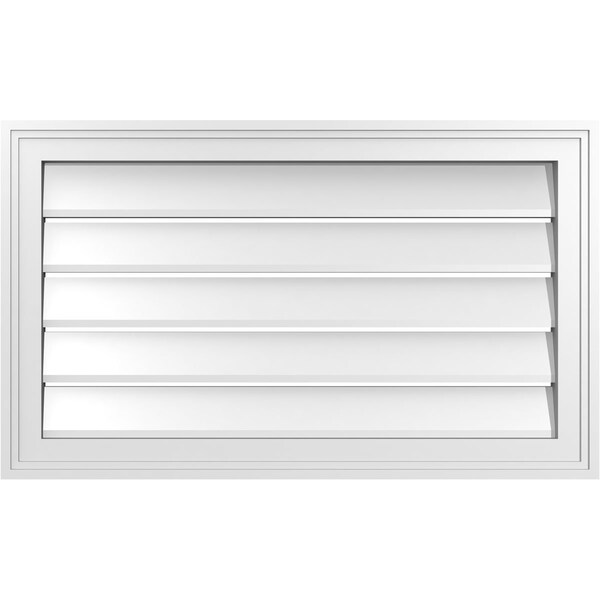 Ekena Millwork Vertical Surface Mount PVC Gable Vent: Functional, w/ 2"W x 1-1/2"P Brickmould Frame, 30"W x 18"H - GVPVE30X1802SF