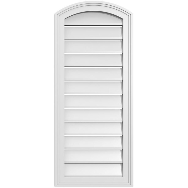 Ekena Millwork Arch Top Surface Mount PVC Gable Vent: Non-Functional, w/2"W x 1-1/2"P Brickmould Frame, 16"W x 36"H - GVPAR16X3602SN
