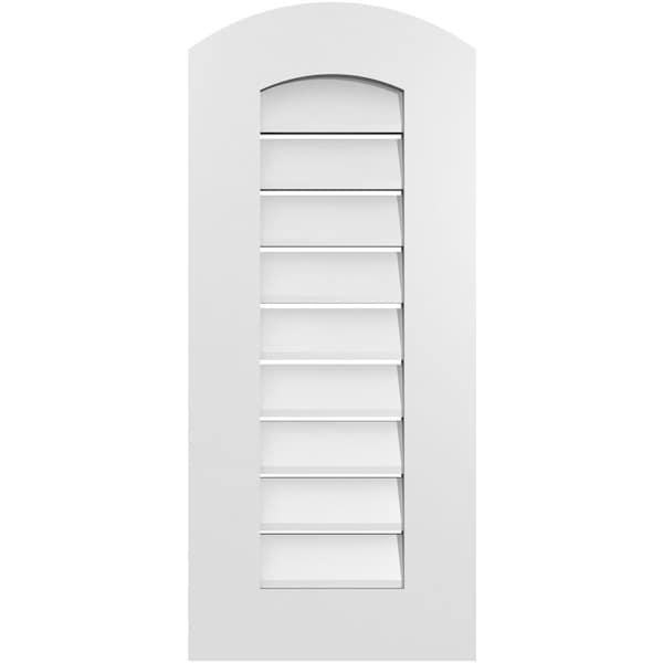 Ekena Millwork Arch Top Surface Mount PVC Gable Vent: Non-Functional, w/ 3-1/2"W x 1"P Standard Frame, 14"W x 30"H - GVPAR14X3001SN
