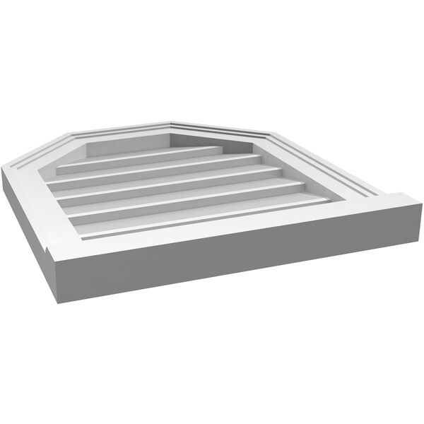 Ekena Millwork Octagonal Top Surface Mount PVC Gable Vent w/ 2"W x 2"P Brickmould Sill Frame, 18"W x 20"H - GVPOT18X2003SN