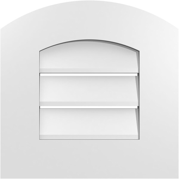 Ekena Millwork Arch Top Surface Mount PVC Gable Vent: Non-Functional, w/ 3-1/2"W x 1"P Standard Frame, 14"W x 42"H - GVPAR14X4201SN