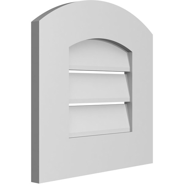 Ekena Millwork Arch Top Surface Mount PVC Gable Vent: Non-Functional, w/ 3-1/2"W x 1"P Standard Frame, 14"W x 42"H - GVPAR14X4201SN