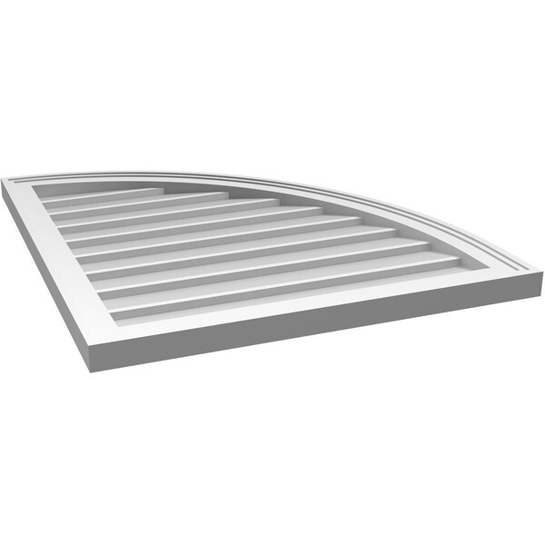 Ekena Millwork Quarter Round Top Right Surface Mount PVC Gable Vent w/ 2"W x 2"P Brickmould Sill Frame, 26"W x 30"H - GVPQR26X3003SN