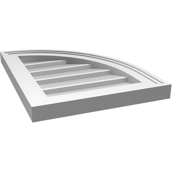 Ekena Millwork Quarter Round Top Right Surface Mount PVC Gable Vent w/ 2"W x 2"P Brickmould Sill Frame, 14"W x 18"H - GVPQR14X1803SN