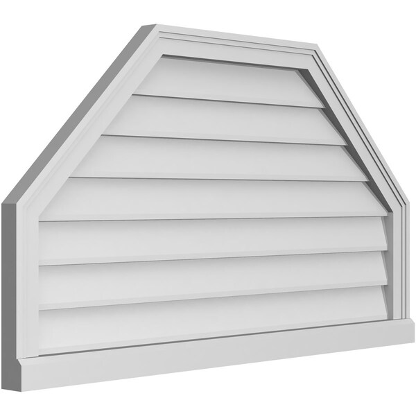Ekena Millwork Octagonal Top Surface Mount PVC Gable Vent w/ 2"W x 2"P Brickmould Sill Frame, 42"W x 24"H - GVPOT42X2403SN