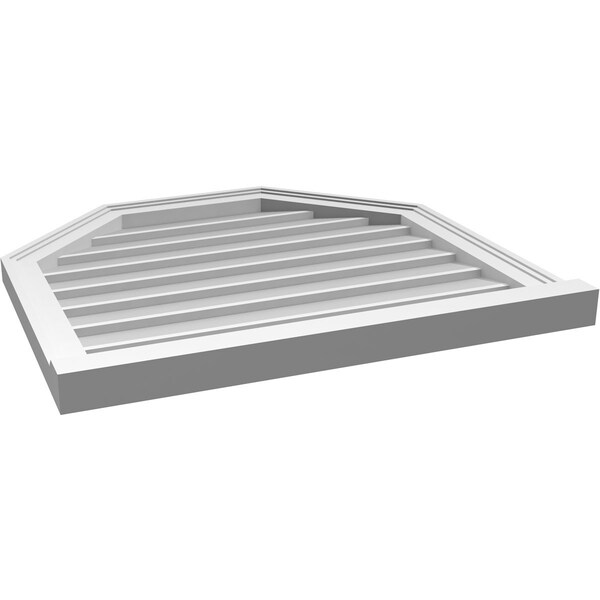 Ekena Millwork Octagonal Top Surface Mount PVC Gable Vent w/ 2"W x 2"P Brickmould Sill Frame, 28"W x 26"H - GVPOT28X2603SN