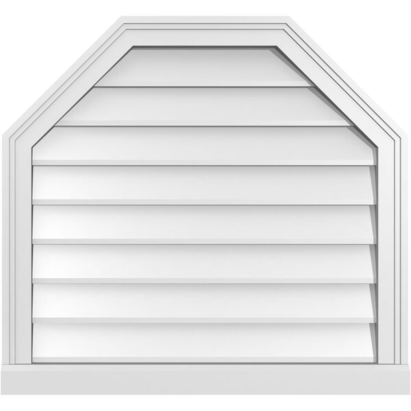 Ekena Millwork Octagonal Top Surface Mount PVC Gable Vent w/ 2"W x 2"P Brickmould Sill Frame, 28"W x 26"H - GVPOT28X2603SN