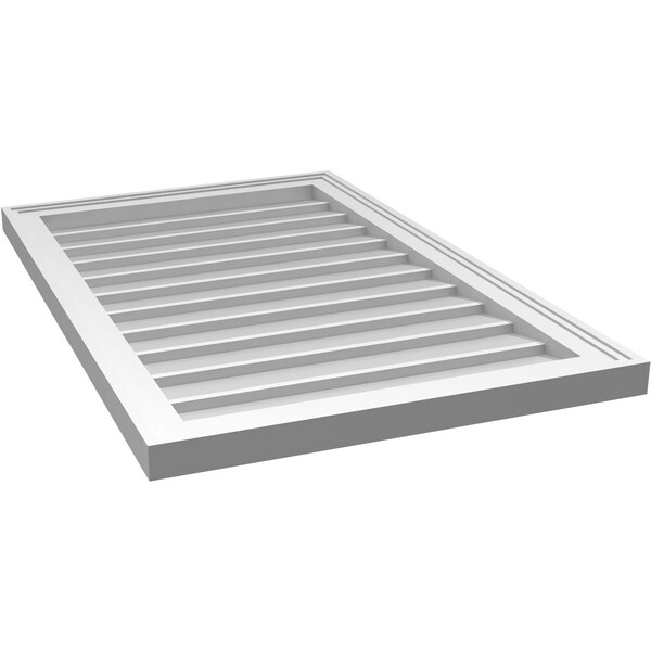 Ekena Millwork Vertical Surface Mount PVC Gable Vnt: Non-Functional, w/2"W x 1-1/2"H, Brickmould Frame, 22"W x 34"H - GVPVE22X3402SN