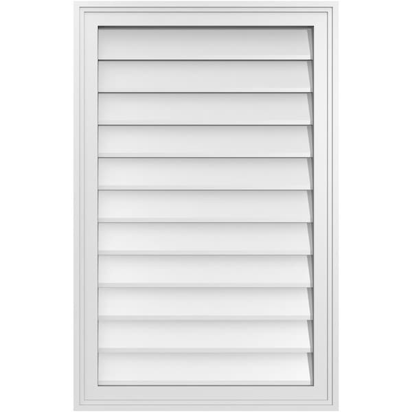 Ekena Millwork Vertical Surface Mount PVC Gable Vnt: Non-Functional, w/2"W x 1-1/2"H, Brickmould Frame, 22"W x 34"H - GVPVE22X3402SN