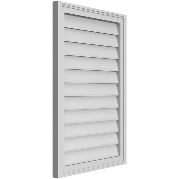 Ekena Millwork Vertical Surface Mount PVC Gable Vnt: Non-Functional, w/2"W x 1-1/2"H, Brickmould Frame, 22"W x 34"H - GVPVE22X3402SN