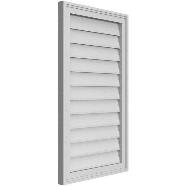 Ekena Millwork Vertical Surface Mount PVC Gable Vnt: Non-Functional, w/2"W x 1-1/2"H, Brickmould Frame, 20"W x 34"H - GVPVE20X3402SN