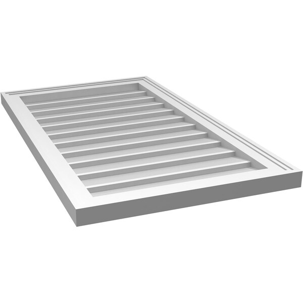 Ekena Millwork Vertical Surface Mount PVC Gable Vnt: Non-Functional, w/2"W x 1-1/2"H, Brickmould Frame, 20"W x 34"H - GVPVE20X3402SN