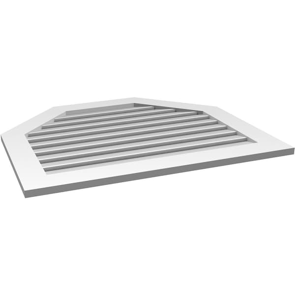 Ekena Millwork Octagonal Top Surface Mount PVC Gable Vent: Functional, w/ 3-1/2"W x 1"P Standard Frame, 38"W x 32"H - GVPOT38X3201SF