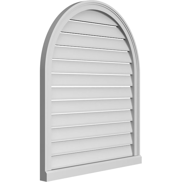 Ekena Millwork Round Top Surface Mount PVC Gable Vent: Functional, w/ 2"W x 2"P Brickmould Sill Frame, 32"W x 38"H - GVPRT32X3803SF
