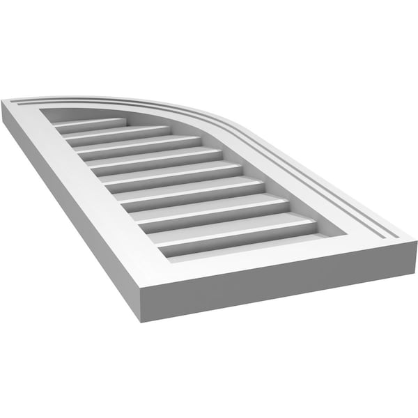 Ekena Millwork Quarter Round Top Right Surface Mount PVC Gable Vent w/ 2"W x 1-1/2"P Brickmould Frame, 12"W x 28"H - GVPQR12X2802SF