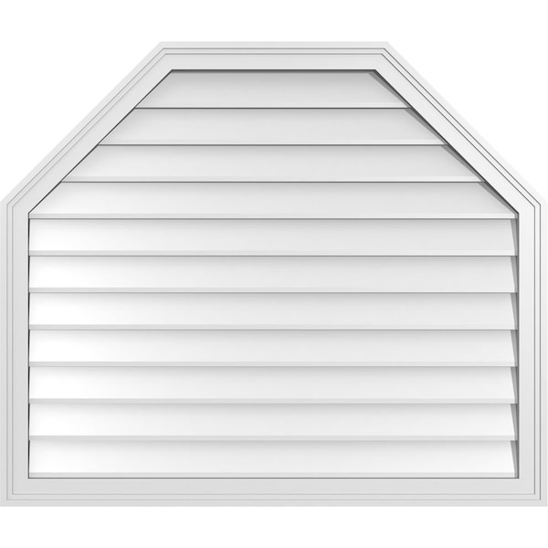 Ekena Millwork Octagonal Top Surface Mount PVC Gable Vent w/ 2"W x 1-1/2"P Brickmould Frame, 40"W x 34"H - GVPOT40X3402SN