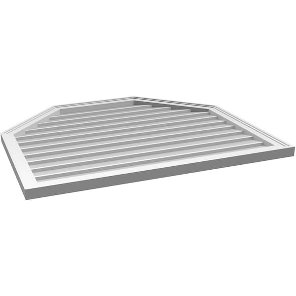 Ekena Millwork Octagonal Top Surface Mount PVC Gable Vent w/ 2"W x 1-1/2"P Brickmould Frame, 40"W x 34"H - GVPOT40X3402SN