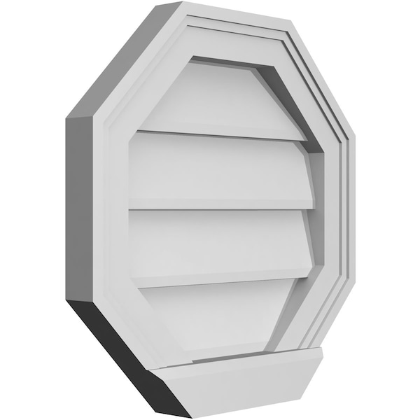 Ekena Millwork Octagonal Surface Mount PVC Gable Vent w/ 2"W x 2"P Brickmould Sill Frame, 16"W x 16"H - GVPOC16X1603SN