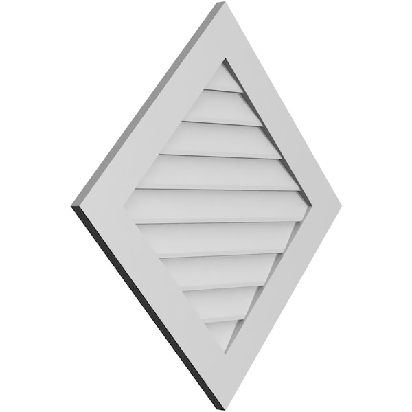 Ekena Millwork Diamond Surface Mount PVC Gable Vent: Functional, w/ 3-1/2"W x 1"P Standard Frame, 36"W x 36"H - GVPDI36X3601SF