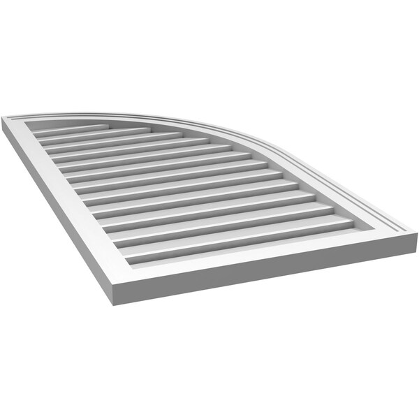 Ekena Millwork Quarter Round Top Right Surface Mount PVC Gable Vent w/ 2"W x 1-1/2"P Brickmould Frame, 22"W x 40"H - GVPQR22X4002SF