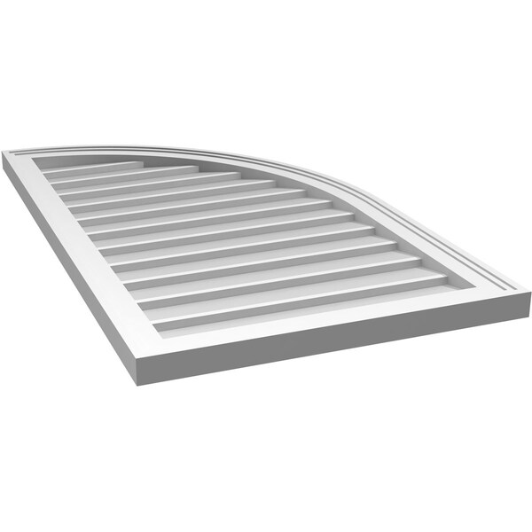 Ekena Millwork Quarter Round Top Right Surface Mount PVC Gable Vent w/ 2"W x 1-1/2"P Brickmould Frame, 22"W x 38"H - GVPQR22X3802SN