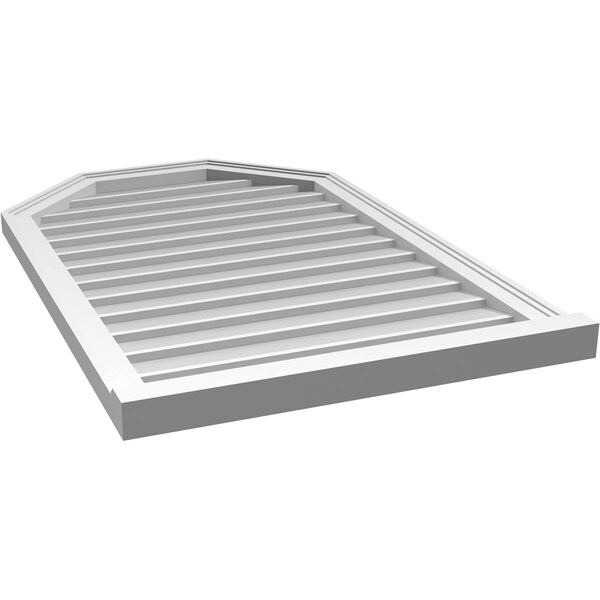 Ekena Millwork Octagonal Top Surface Mount PVC Gable Vent w/ 2"W x 2"P Brickmould Sill Frame, 26"W x 40"H - GVPOT26X4003SN