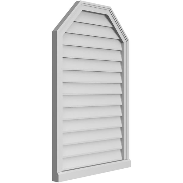 Ekena Millwork Octagonal Top Surface Mount PVC Gable Vent w/ 2"W x 2"P Brickmould Sill Frame, 26"W x 40"H - GVPOT26X4003SN