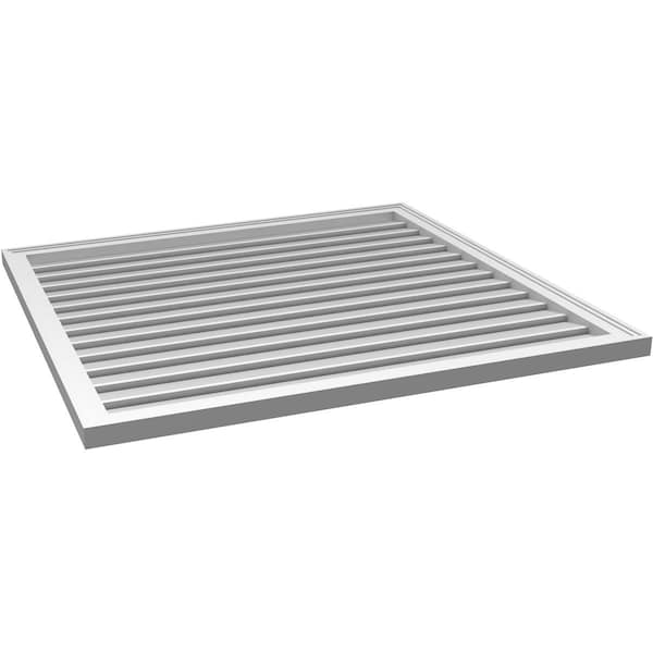 Ekena Millwork Vertical Surface Mount PVC Gable Vent: Functional, w/ 2"W x 1-1/2"P Brickmould Frame, 42"W x 40"H - GVPVE42X4002SF