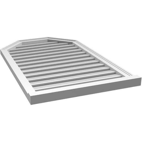 Ekena Millwork Octagonal Top Surface Mount PVC Gable Vent w/ 2"W x 2"P Brickmould Sill Frame, 26"W x 42"H - GVPOT26X4203SF