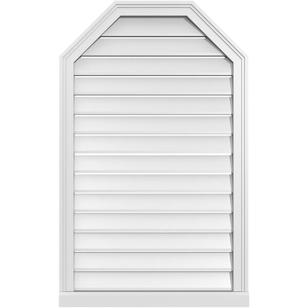 Ekena Millwork Octagonal Top Surface Mount PVC Gable Vent w/ 2"W x 2"P Brickmould Sill Frame, 26"W x 42"H - GVPOT26X4203SF