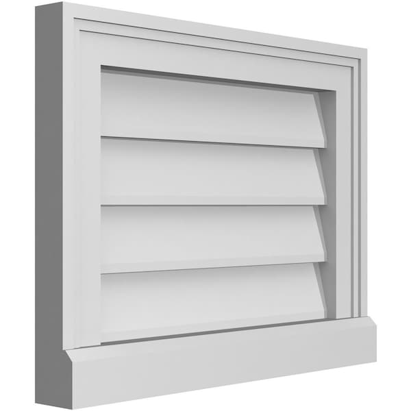 Ekena Millwork Vertical Surface Mount PVC Gable Vent w/ 2"W x 2"H , Brickmould Sill Frame, 18"W x 14"H - GVPVE18X1403SN