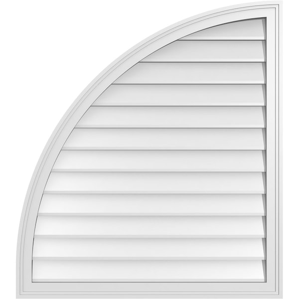 Ekena Millwork Quarter Round Top Left Surface Mount PVC Gable Vent w/ 2"W x 1-1/2"P Brickmould Frame, 34"W x 38"H - GVPQL34X3802SN