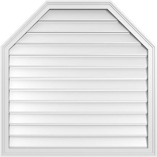 Ekena Millwork Octagonal Top Surface Mount PVC Gable Vent w/ 2"W x 1-1/2"P Brickmould Frame, 38"W x 38"H - GVPOT38X3802SF