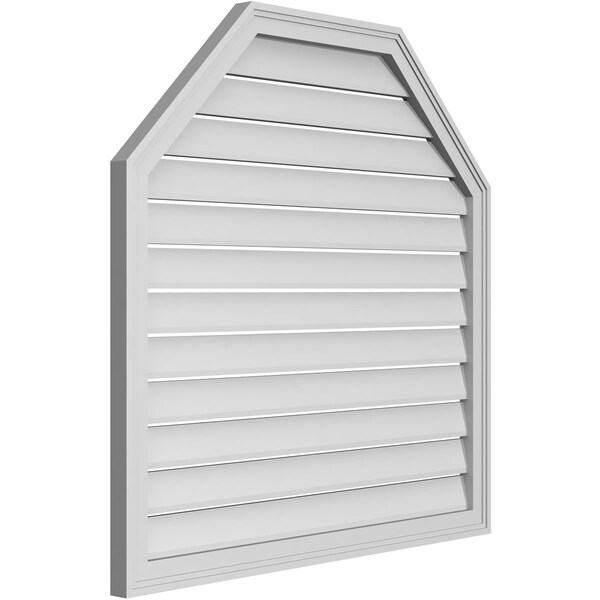 Ekena Millwork Octagonal Top Surface Mount PVC Gable Vent w/ 2"W x 1-1/2"P Brickmould Frame, 38"W x 38"H - GVPOT38X3802SF