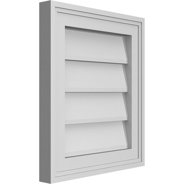 Ekena Millwork Vertical Surface Mount PVC Gable Vnt: Non-Functional, w/2"W x 1-1/2"H, Brickmould Frame, 14"W x 16"H - GVPVE14X1602SN