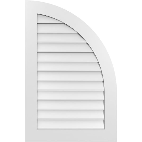 Ekena Millwork Quarter Round Top Right Surface Mount PVC Gable Vent w/ 3-1/2"W x 1"P Standard Frame, 26"W x 40"H - GVPQR26X4001SN