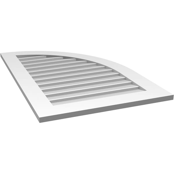 Ekena Millwork Quarter Round Top Right Surface Mount PVC Gable Vent w/ 3-1/2"W x 1"P Standard Frame, 26"W x 40"H - GVPQR26X4001SN